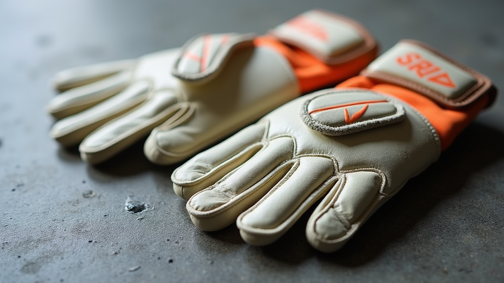 Soccer goalkeeper gloves on display