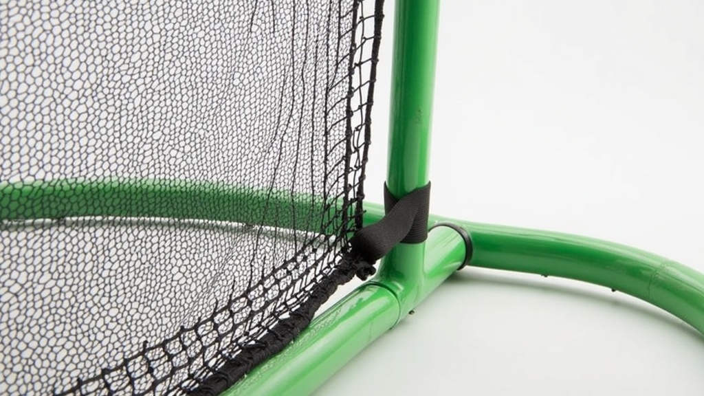 Close-up of SKLZ Quickster Rebounder frame and net attachment