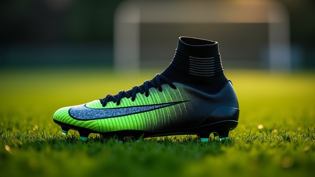 Nike Mercurial Superfly 2025 on a pitch, close-up of boots with football