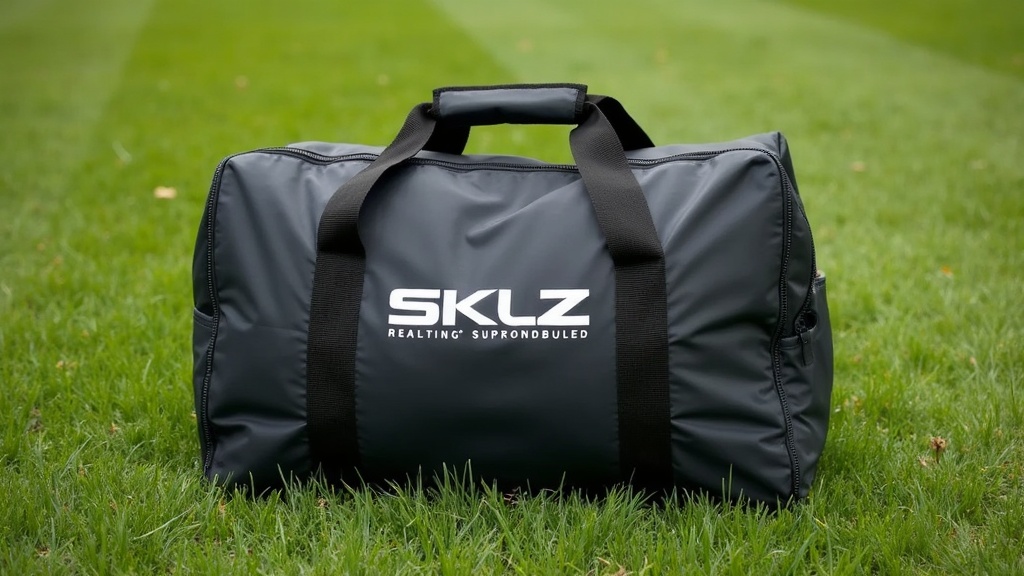 SKLZ Quickster Rebounder folded inside carry bag on grass