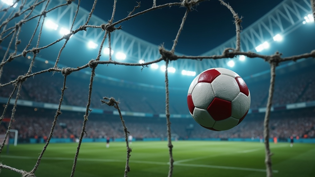 Soccer ball hitting the back of the net
