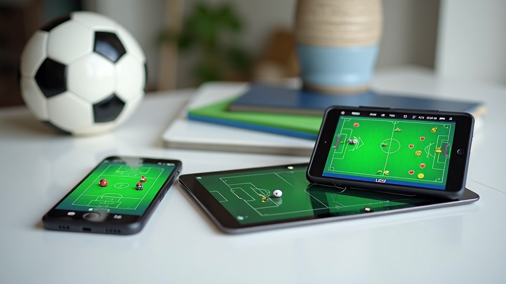 Soccer training equipment arranged neatly on a vibrant field