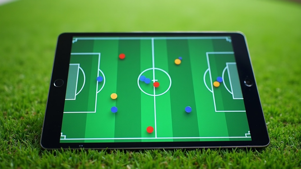 Tactical soccer formation diagram on a tablet
