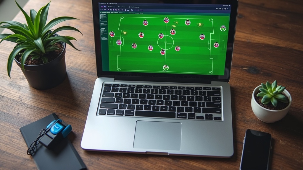 Pro coach reviewing soccer game tactics online