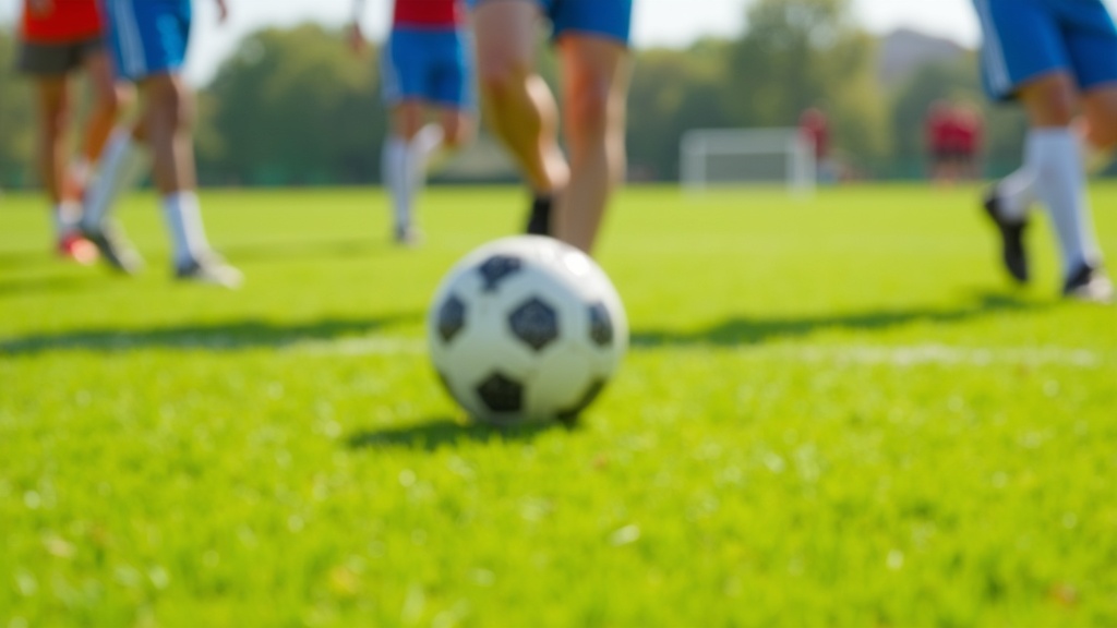 Soccer ball close-up on a field, highlighting dribbling and ball control